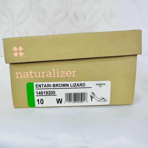 Naturalizer Entari Brown Lizard Slingback Peep Toe Pumps Size 10 - Picture 4 of 12